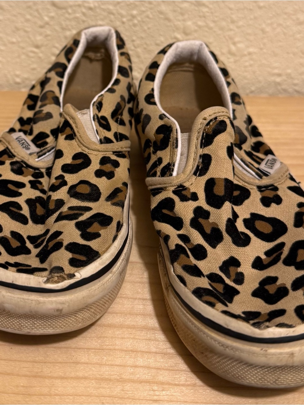 Vans Kids Slip-On Sneakers in Leopard Print Tan and Black